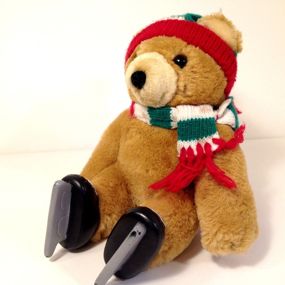 Vintage Dakin Ker-Plunk Holiday Ice Skating 9" Teddy Bear 1986 - Picture 2 of 11